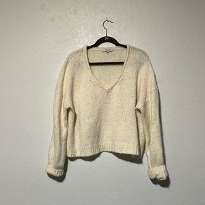 Madewell pullover, white, oversized sweater, V-neck